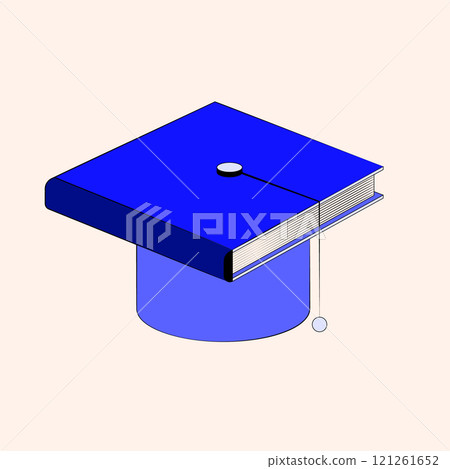 Vector illustration. Graduation cap formed by book, represents the culmination of educational journey, where knowledge transforms into accomplishment. Vector illustration. Graduation cap formed by book, represents the culmination of educational journey, where knowledge transforms into accomplishment. 121261652