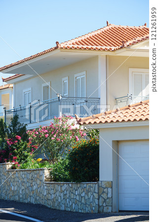 Houses in a seaside resort in Greece Houses in a seaside resort in Greece 121261959