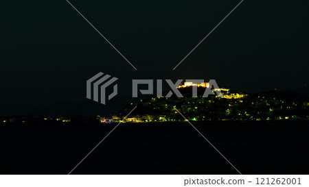 Night scene of Astros town with old castle Greece Night scene of Astros town with old castle Greece 121262001