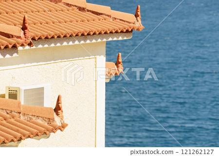 Roof of greek house in suburbs 121262127
