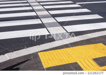 Crosswalk with braille blocks 121262177