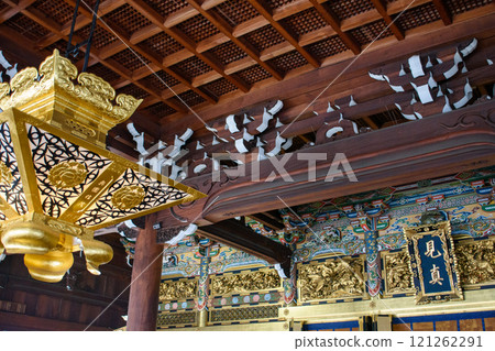 Architectural details at Higashi Honganji temple of Jodo Shin Buddhism in central Kyoto, Japan 121262291