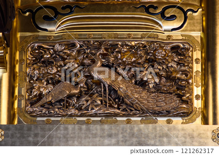 Architectural details in Higashi Honganji temple of Jodo Shin Buddhism in central Kyoto, Japan 121262317