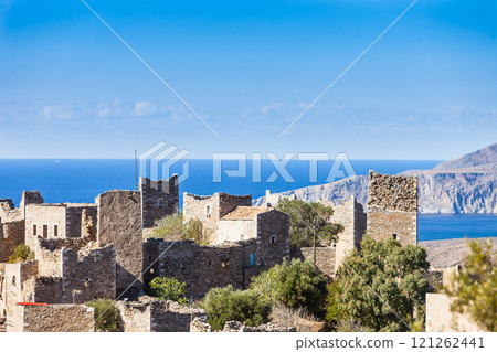 Old tower houses in village Vathia on Mani, Greece 121262441