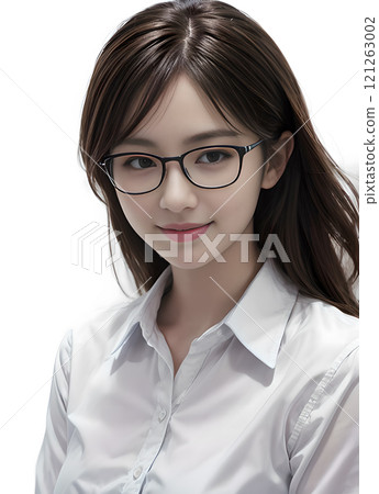 A long-haired office lady wearing glasses 121263002