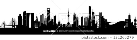 Panoramic View of Downtown Shanghai Skyline. Panoramic View of Downtown Shanghai Skyline. 121263279