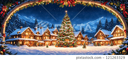 A warm-colored Christmas town A warm-colored Christmas town 121263329