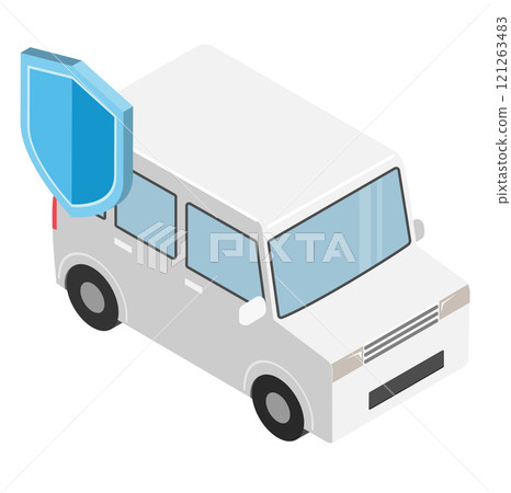 受保險保障的汽車/等距 受保險保障的汽車/等距 121263483