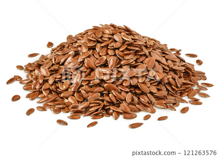 flaxseed isolated on white background. Top view. Flat lay 121263576