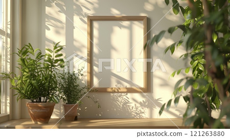 Frame mockup in modern home interior background. High quality illustration 121263880
