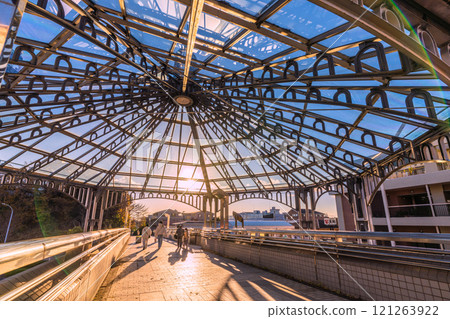 Yokohama cityscape in Japan, the end of the year... View of Nakagawa Station on the Yokohama Municipal Subway. A shape of happiness illuminated by the setting sun... Towards a new era 121263922