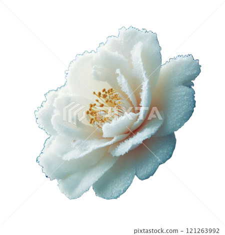 雪中盛開的白色山茶花的美麗 雪中盛開的白色山茶花的美麗 121263992