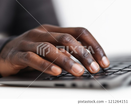 Male hands working on a laptop Male hands working on a laptop 121264151