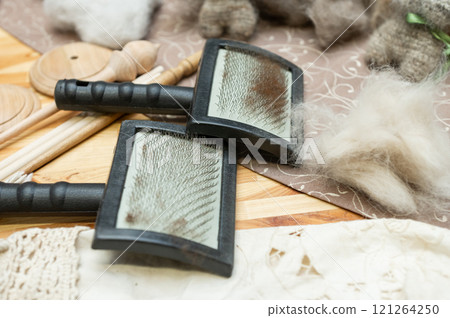 Wool carding tools and materials for traditional fiber preparation 121264250