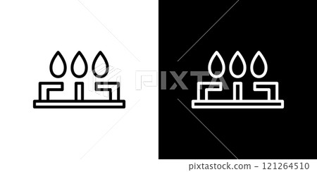 爐子簡單的線條圖標 爐子簡單的線條圖標 121264510