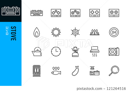 爐子簡單的線條圖標 121264516