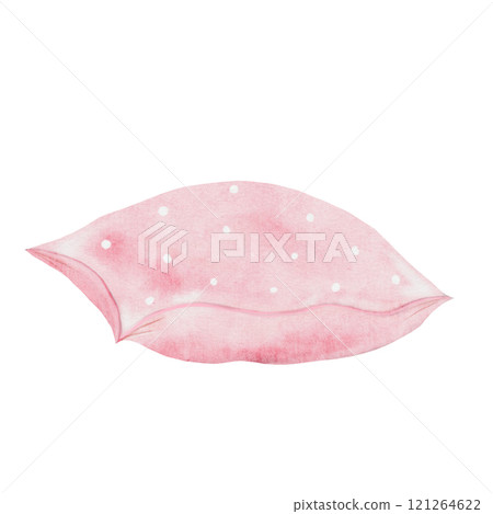 Pillow watercolor. Hand drawing of pink pillow on isolated white background. Clip art of bed linen. Ideal for cards, posters and stickers Pillow watercolor. Hand drawing of pink pillow on isolated white background. Clip art of bed linen. Ideal for cards, posters and stickers 121264622