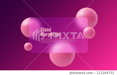 Glass morphism with frosted glass partition and floating spheres. Glass morphism with frosted glass partition and floating spheres. 121264732