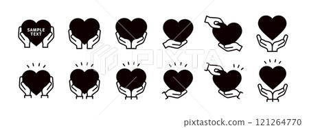 手握一顆心,手傳遞心形圖示集_粗線和剪影心_黑色 手握一顆心,手傳遞心形圖示集_粗線和剪影心_黑色 121264770