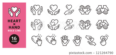 手拿著心圖示集_心和手符號_粗線 手拿著心圖示集_心和手符號_粗線 121264790