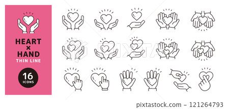 手拿著心圖標集_心和手符號_細線_驚喜 手拿著心圖標集_心和手符號_細線_驚喜 121264793
