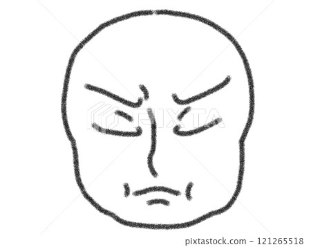 Pencil drawing style line drawing of an angry face 121265518