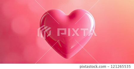 A glossy pink hearts on a soft pink background, exuding warmth and romance 121265535