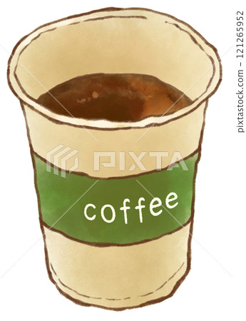 Coffee in a hand-drawn paper cup Coffee in a hand-drawn paper cup 121265952