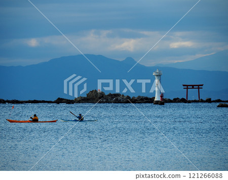 Hayama Lighthouse and Najima Torii Gate at Morito Beach, Miura Peninsula, Kanagawa Prefecture Hayama Lighthouse and Najima Torii Gate at Morito Beach, Miura Peninsula, Kanagawa Prefecture 121266088