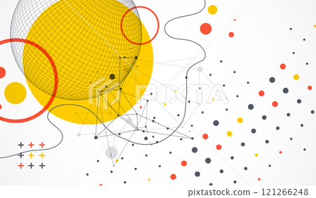 Abstract sphere background with plexus effect. 3D surface. Vector illustration. 121266248