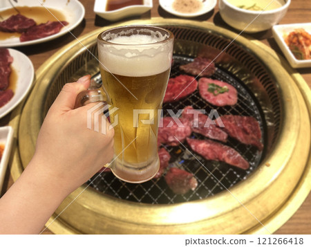 Grilled meat and beer Grilled meat and beer 121266418