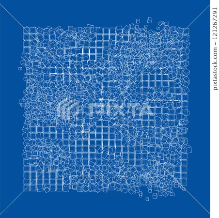 Wireframe Boxes. Sketch style 121267291