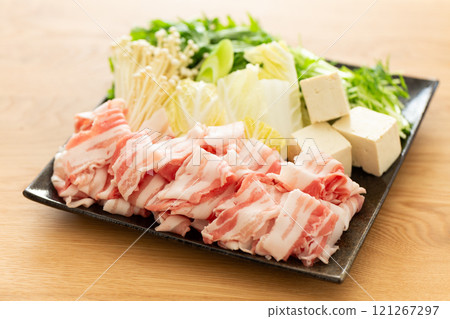 Pork shabu-shabu ingredients 121267297