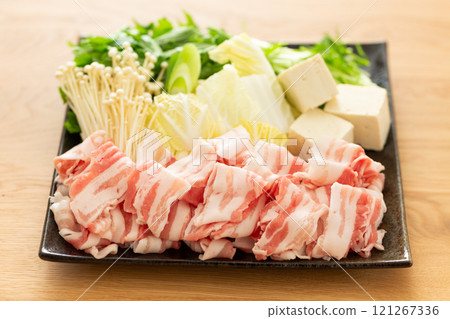 Pork shabu-shabu ingredients 121267336