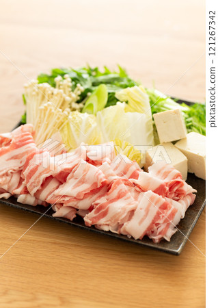 Pork shabu-shabu ingredients 121267342
