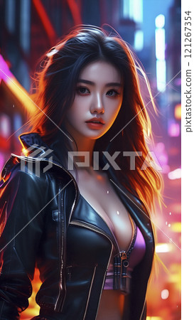 壹位遊戲年輕女性傲然挺立的人物原畫 121267354
