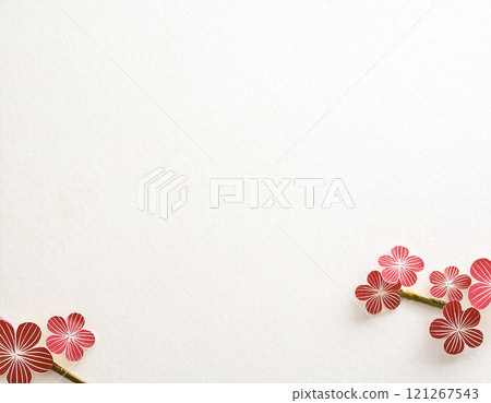 Background material of Japanese paper with plum blossoms 121267543
