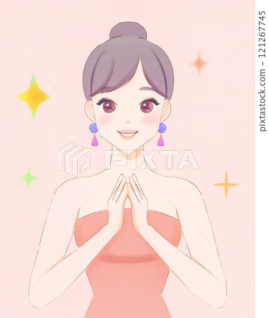 Smiling woman beauty illustration material Smiling woman beauty illustration material 121267745
