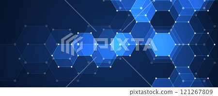 Geometric hexagon abstract science and technology background 121267809
