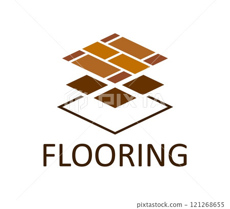 Wooden floor icon, wood parquet tile and flooring service. Vector emblem for businesses specializing in wooden floor installations, home improvement, repairs and maintenance in flooring solutions Wooden floor icon, wood parquet tile and flooring service. Vector emblem for businesses specializing in wooden floor installations, home improvement, repairs and maintenance in flooring solutions 121268655