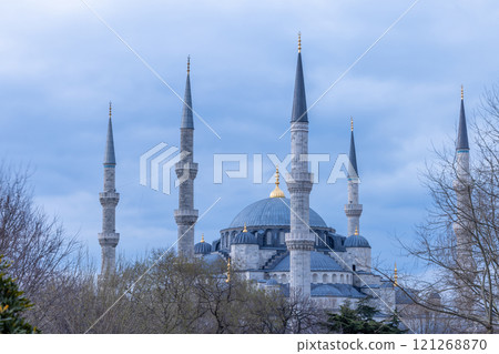 Blue Mosque Sultanahmet Camii in Sultanahmet Square, Istanbul, Turkey, The Sultanahmet Square popular tourist attraction of Istanbul, Blue Mosque or Sultan Ahmed mosque, Turkey. 121268870