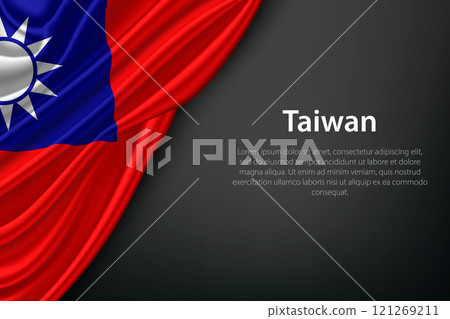 Waving Taiwan Flag on Dark Background 121269211