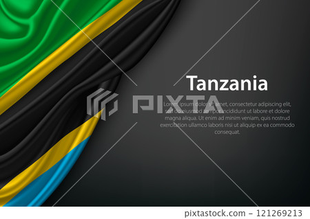 Waving Tanzania Flag on Dark Background 121269213