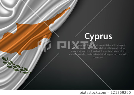 Waving Cyprus Flag on Dark Background 121269290