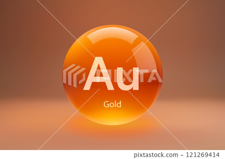 Glossy sphere with Gold symbol Glossy sphere with Gold symbol 121269414