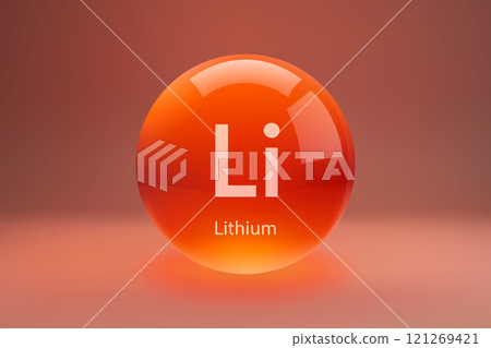 Glossy sphere with Lithium symbol 121269421