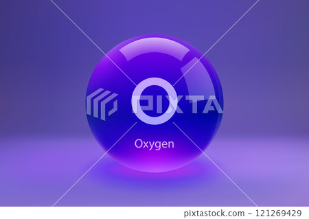 Glossy sphere with Oxygen symbol 121269429