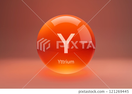 Glossy sphere with Yttrium symbol 121269445