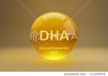 DHA fatty acids Glossy Capsule Illustration 121269450