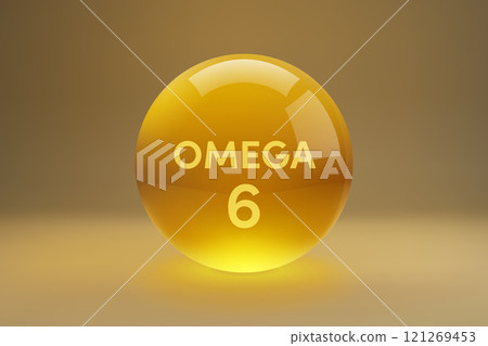 Omega-6 fatty acids Glossy Capsule Illustration 121269453